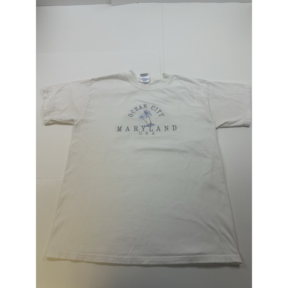 Vintage Ocean City Maryland Shirt Mens Medium White Y2K Beach